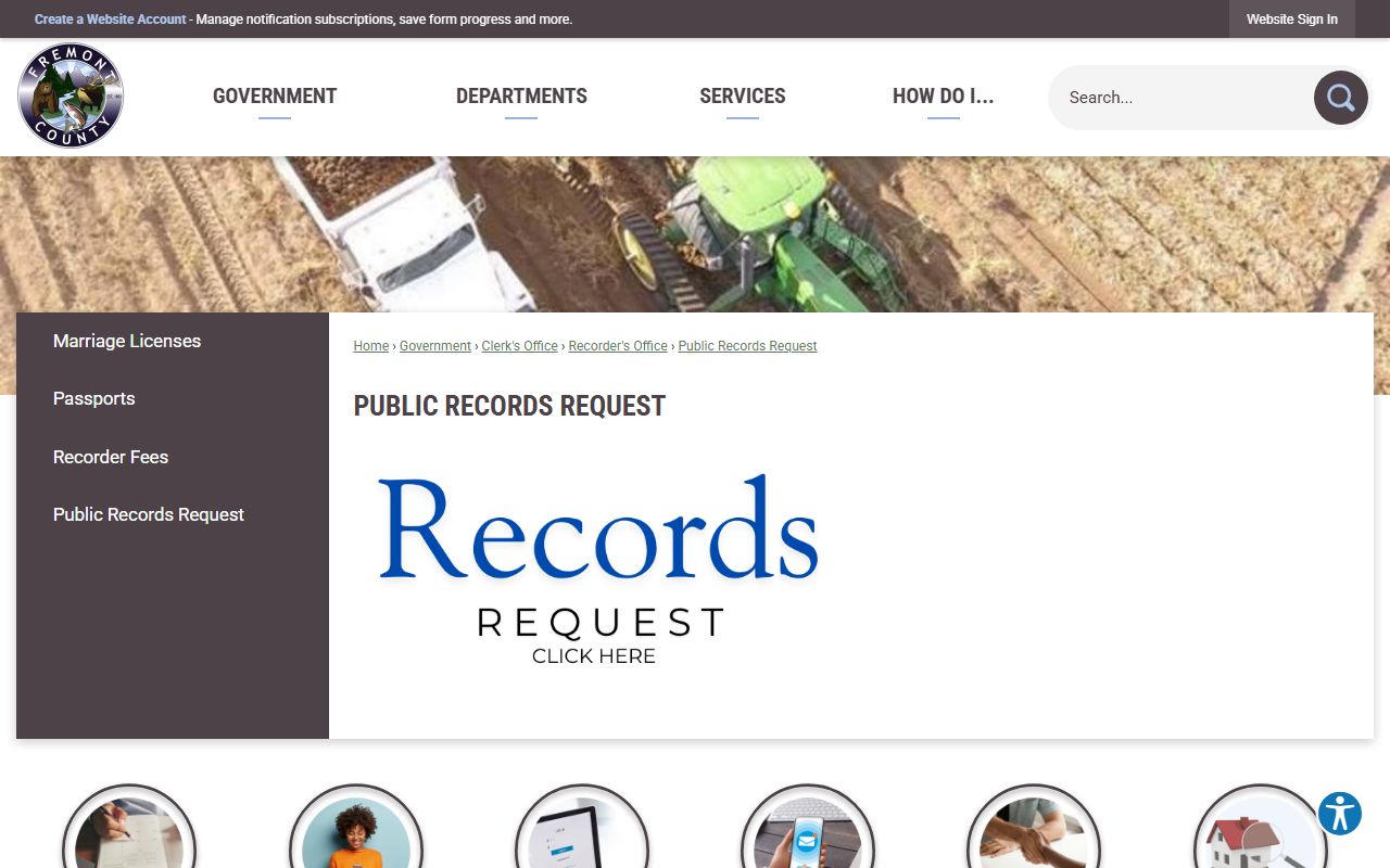 Fremont County public records request page