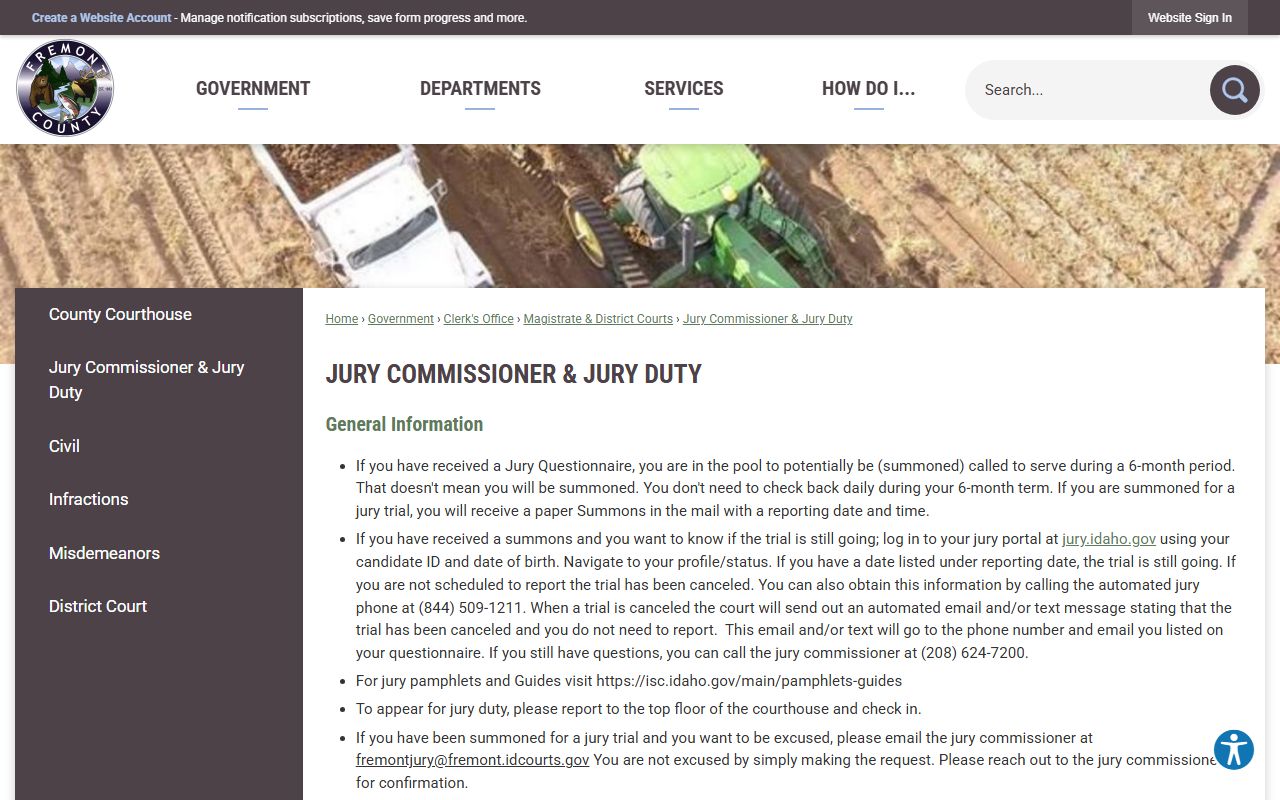 Fremont County court dockets jury portal and reporting source