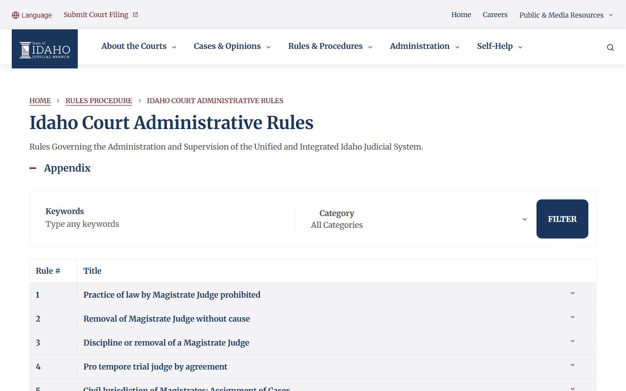Fremont County court records access rules under Idaho Court Administrative Rules
