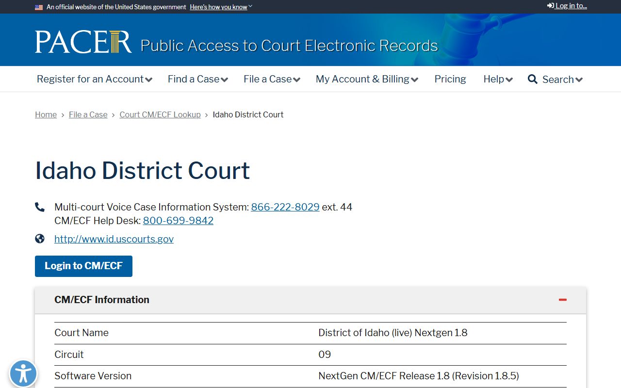 Fremont County District Court page with judge and sitting schedule
