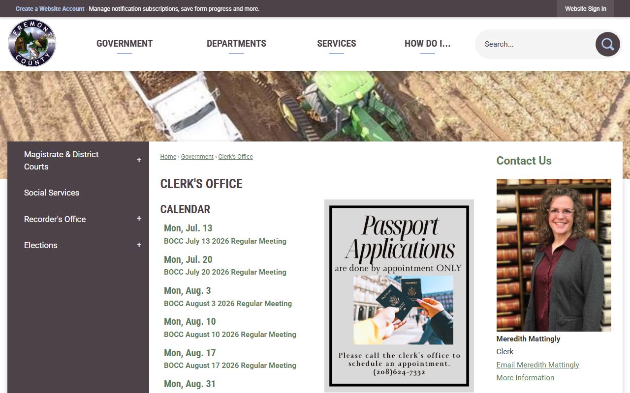 Fremont County court records Clerk's Office page