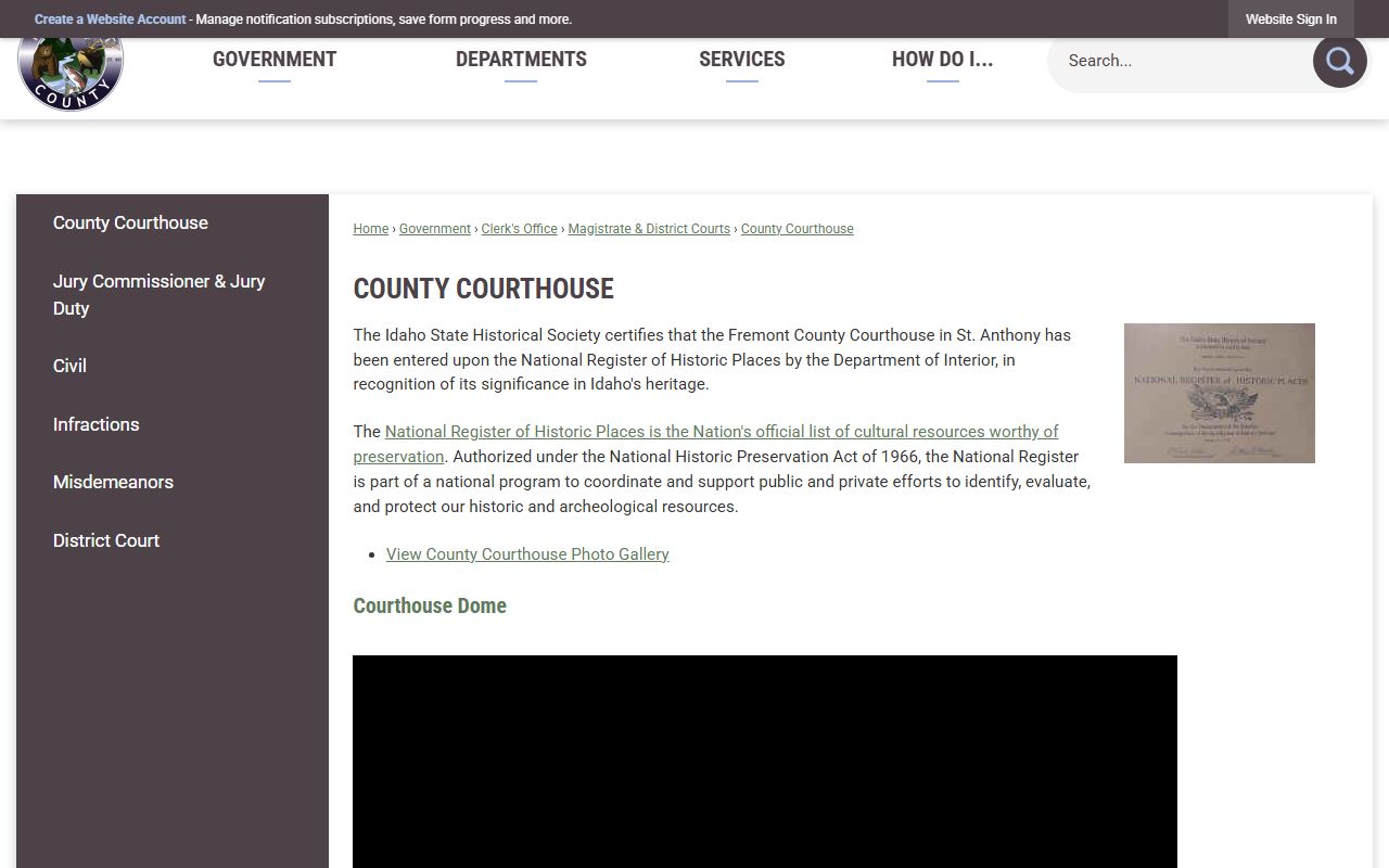 Fremont County court records historic courthouse page