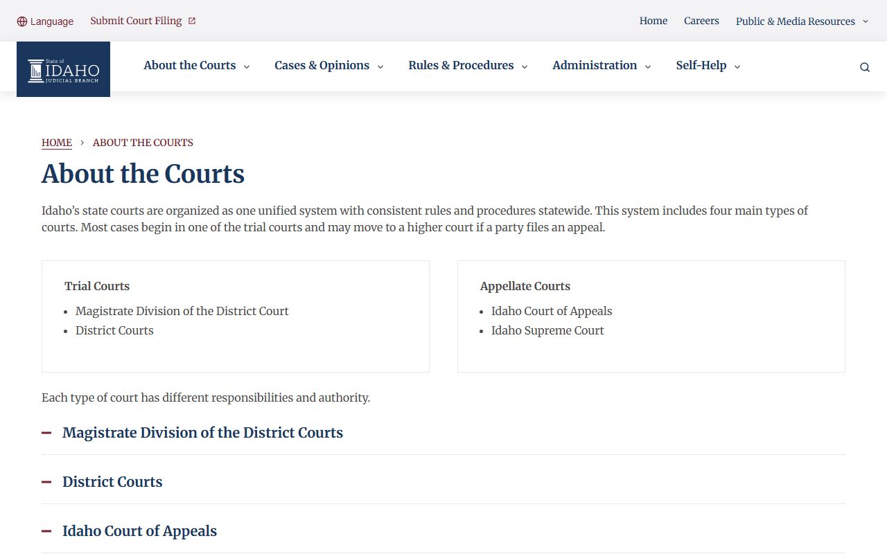 Fremont County court records Idaho court structure