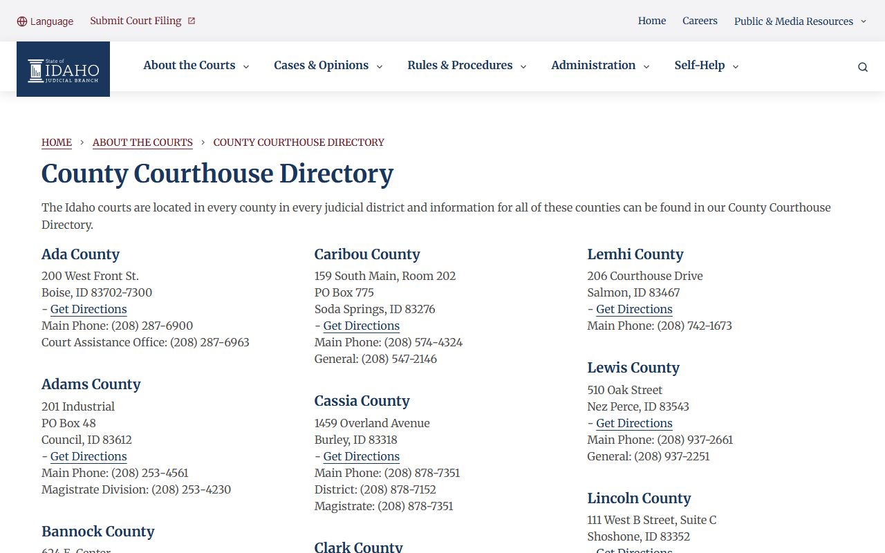 Fremont County court records courthouse directory entry