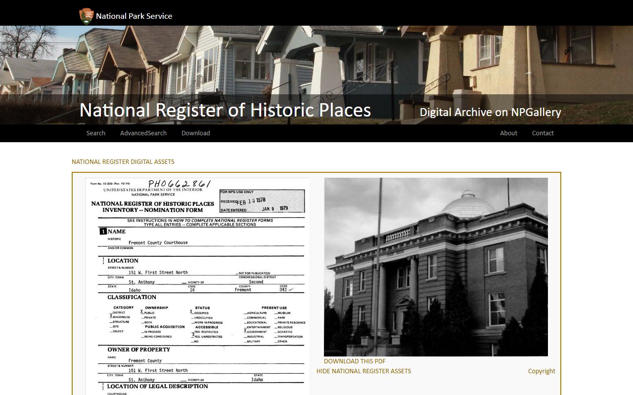 Fremont County court records National Register courthouse listing