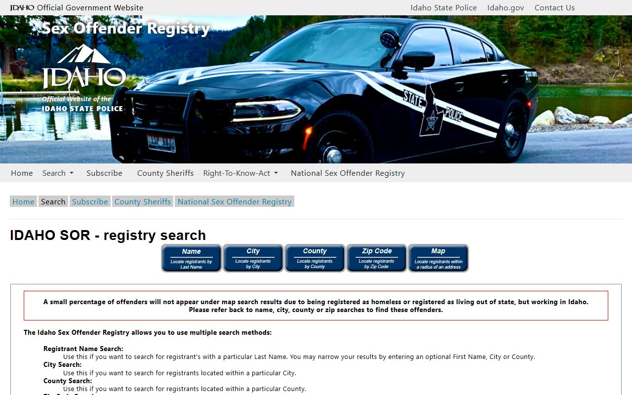 Fremont County inmate records Idaho sex offender registry search