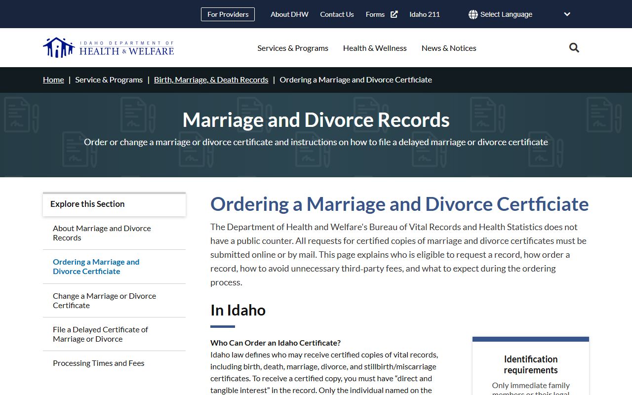 Fremont County marriage and divorce records certificate ordering instructions