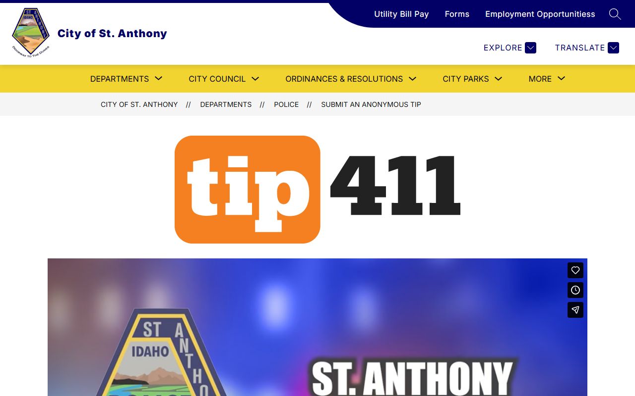 Fremont County warrant records St. Anthony police Tip411 channel