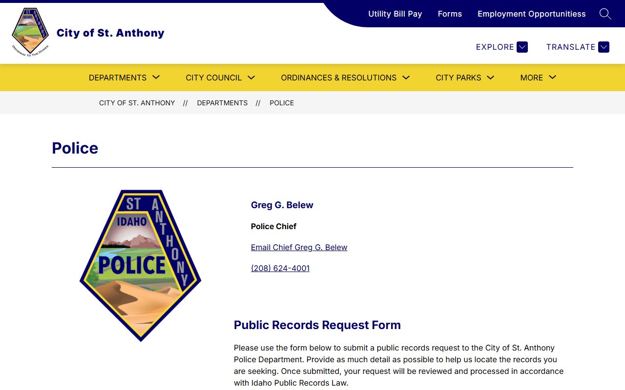 Fremont County warrant records St. Anthony police access channel